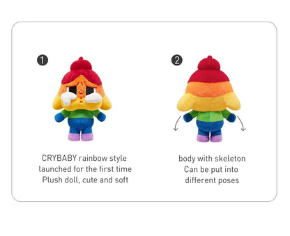 CRYBABY Cheer Up, Baby large plush doll by POP MART, front view rear view