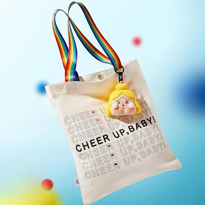 CRYBABY plush pendant from Cheer Up, Baby! blind box series close-up view