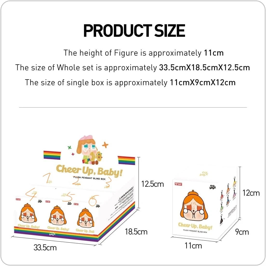 CRYBABY Cheer Up, Baby! plush pendant size reference approximately 11 cm