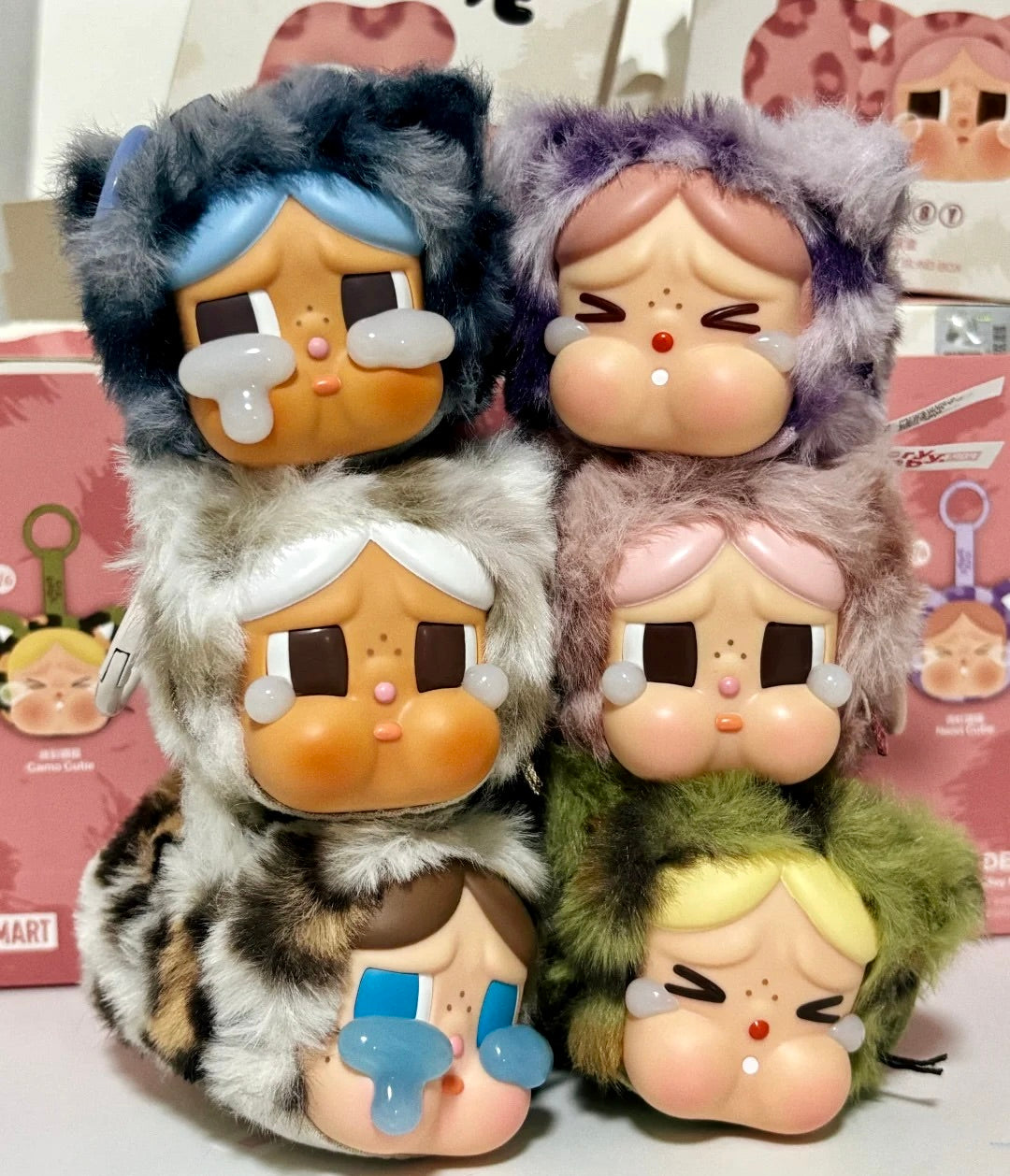 CRYBABY Wild but Cutie series plush pendants showing multiple character styles from the blind box collection