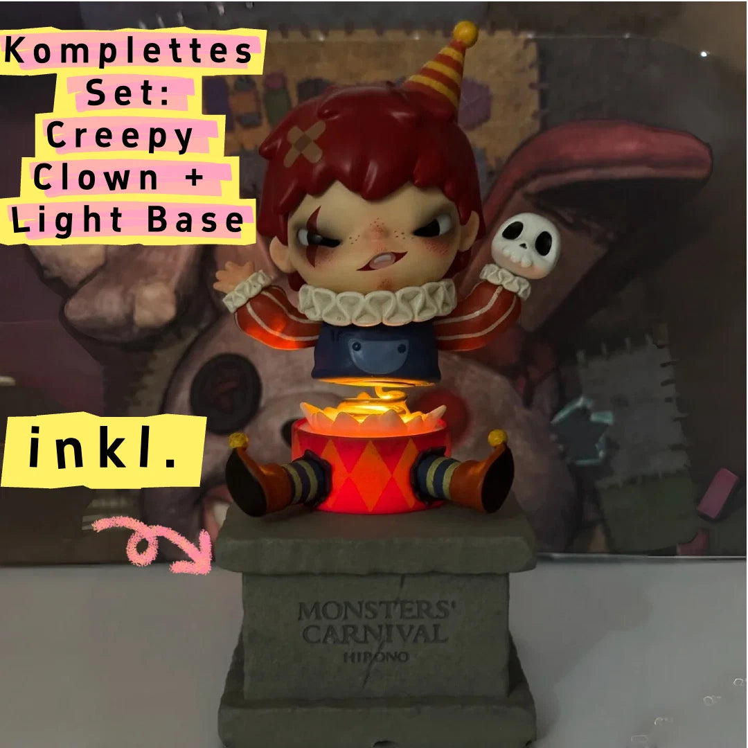 Hirono Monsters’ Carnival Creepy Clown figure with light base