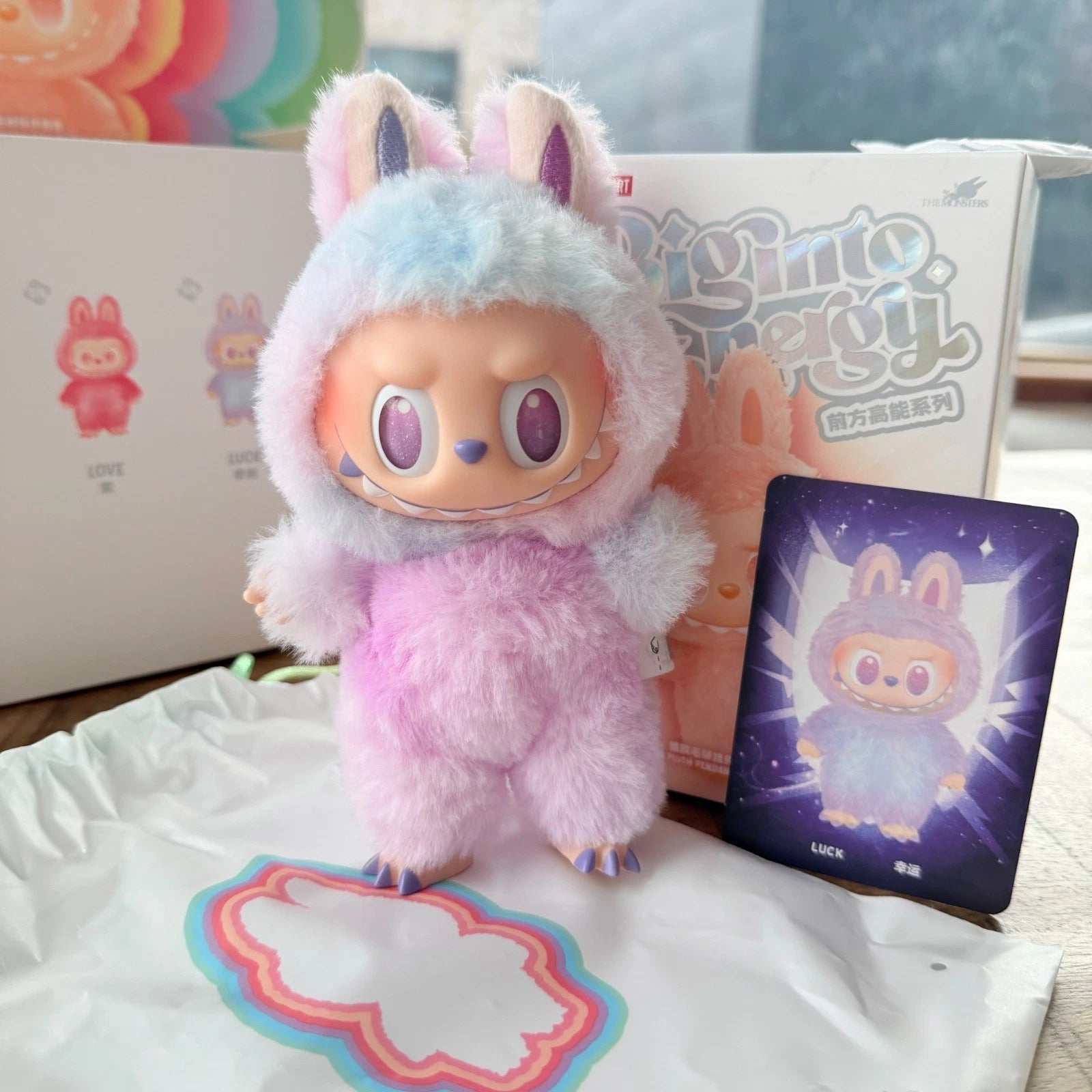 Original POP MART Labubu The Monsters Big Into Energy Series Luck figure purple with character card and box