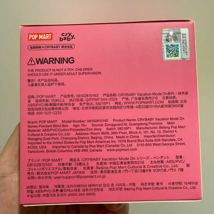 POP MART CRYBABY Vacation Mode On Series blind box back with product information