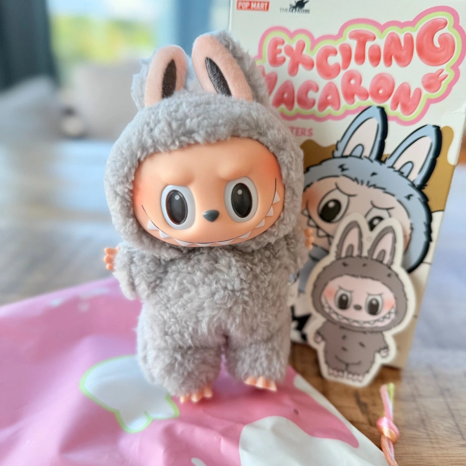 Original POP MART THE MONSTERS Exciting Macaron Sesame Bean confirmed figure with box and card front