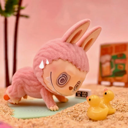 POP MART THE MONSTERS Lazy Yoga Ab Roller figure - flocked finish, front view