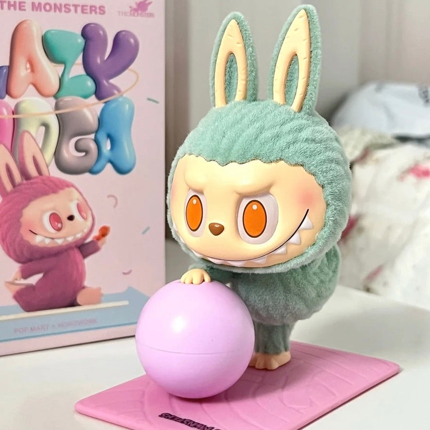 POP MART THE MONSTERS Lazy Yoga Zone Out figure - flocked surface, front view