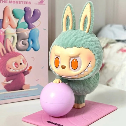 POP MART THE MONSTERS Lazy Yoga Zone Out figure - flocked surface, front view