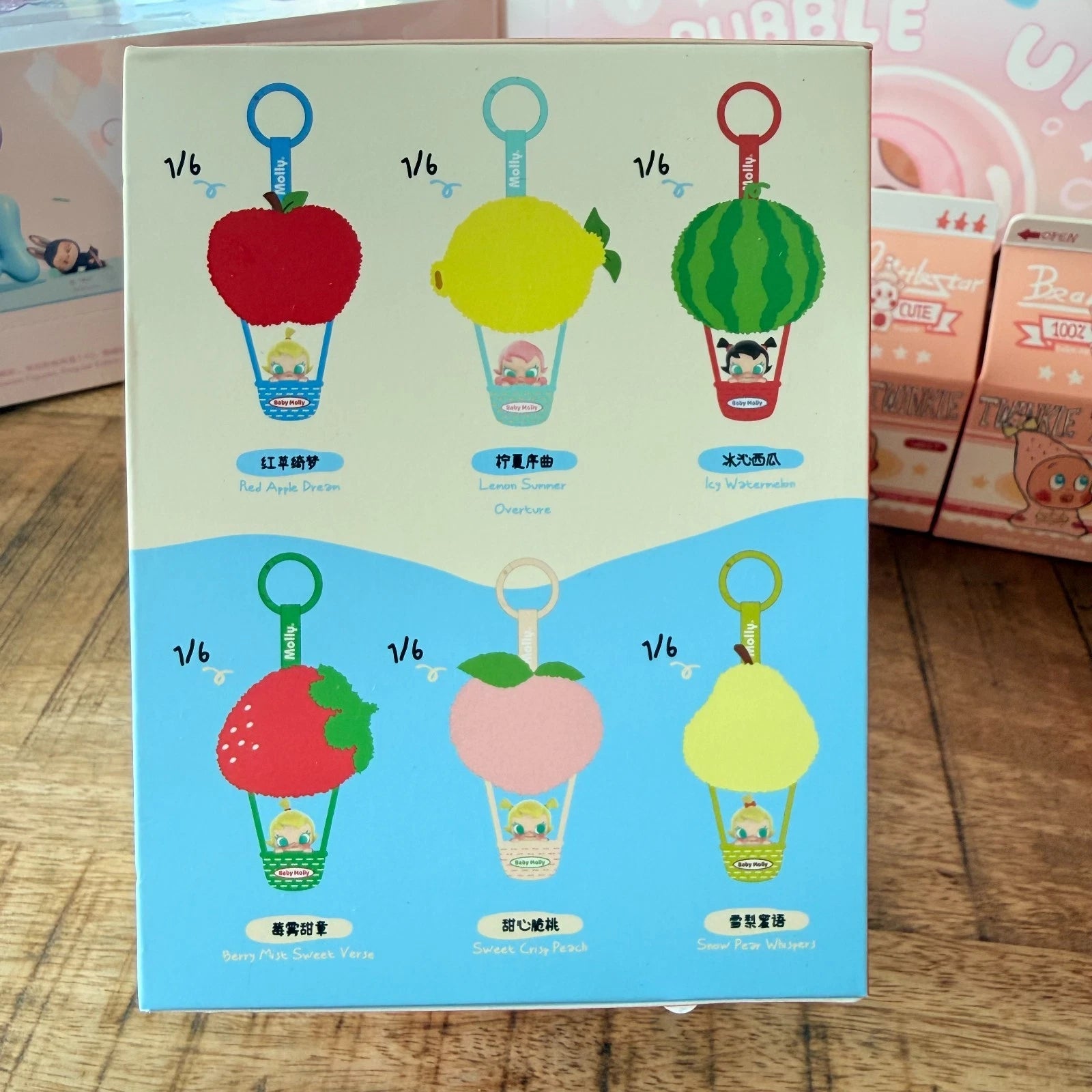 Baby Molly Fruity Aroma Series Blind Box Packaging side View with Strawberry Molly