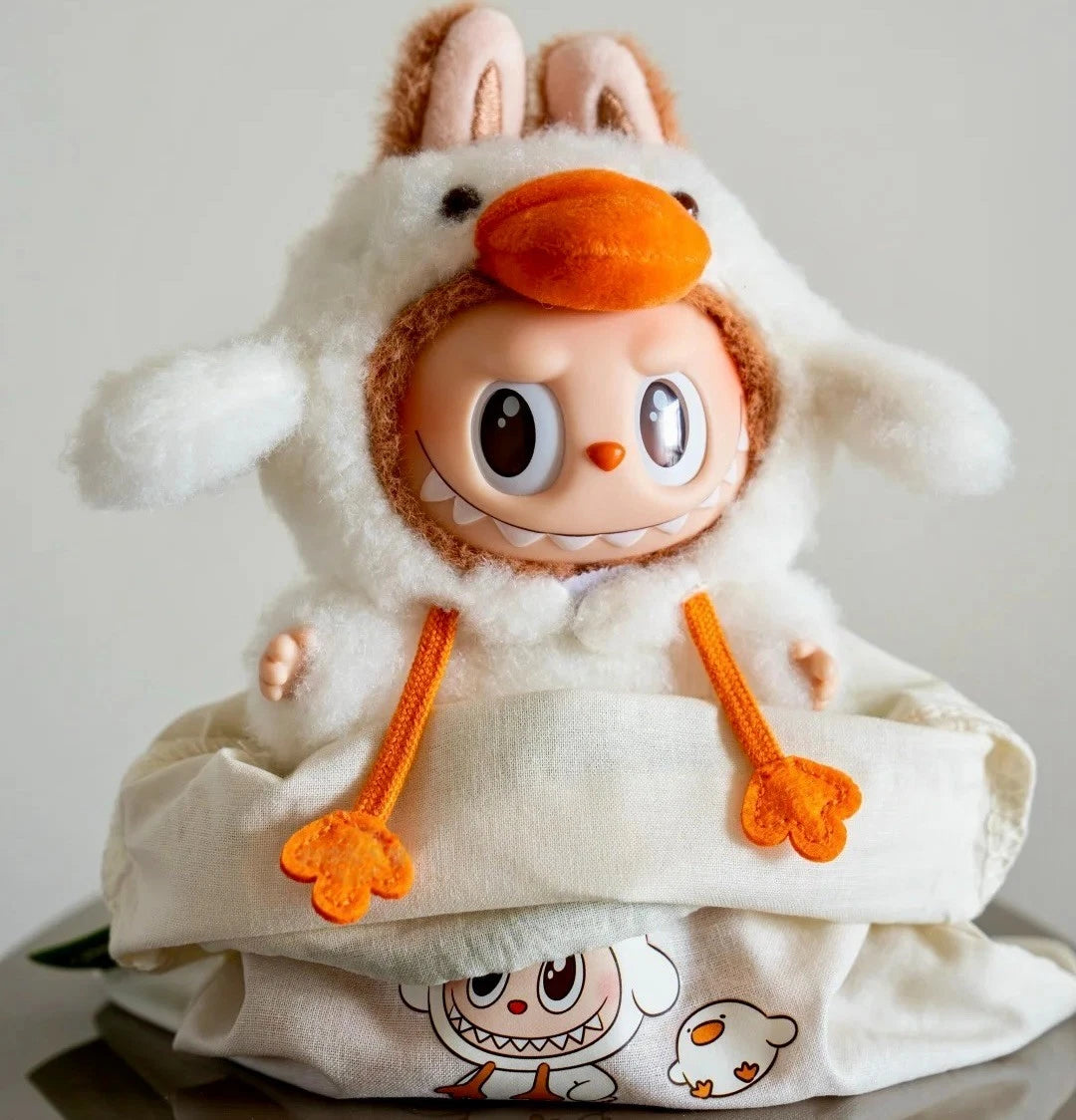 Close up of Original POP MART Labubu Forest Fairy Tale China Exclusive Duck Outfit Limited Edition