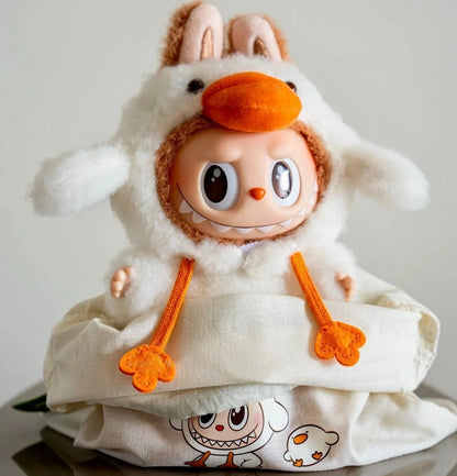 Close up of Original POP MART Labubu Forest Fairy Tale China Exclusive Duck Outfit Limited Edition